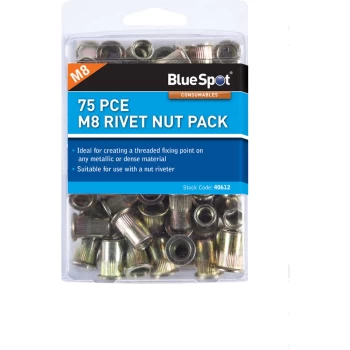 Image of 40612 75 Piece M8 Rivet Nut Pack - Bluespot