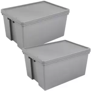 Image of Wham Bam Grey Heavy Duty Upcycled Box & Lid 150L - Set of 2