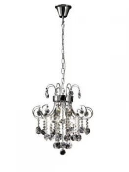 Image of Ceiling Pendant 5 Light Polished Chrome, Crystal