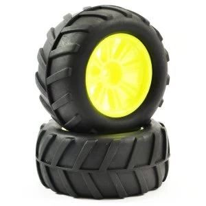 Image of Ftx Comet Monster Rear Mounted Tyre & Wheel Yellow