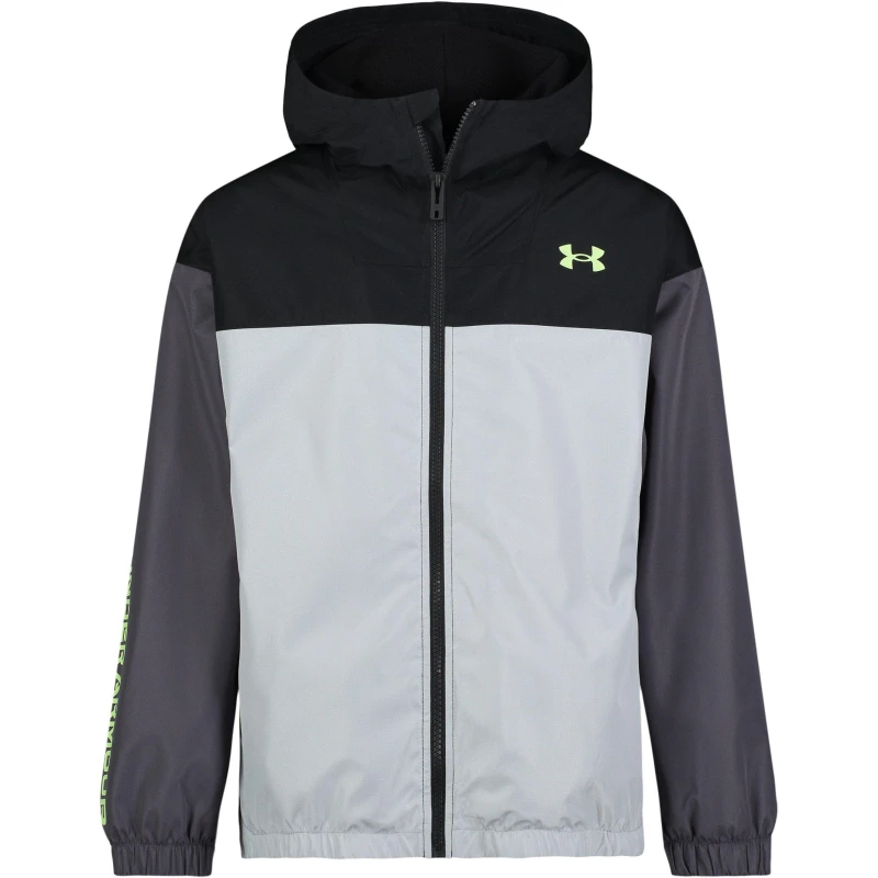 Image of Under Armour Kids Rain Hooded Long Sleeve Rain Anorak Black/Rock male 2 - 3 Years