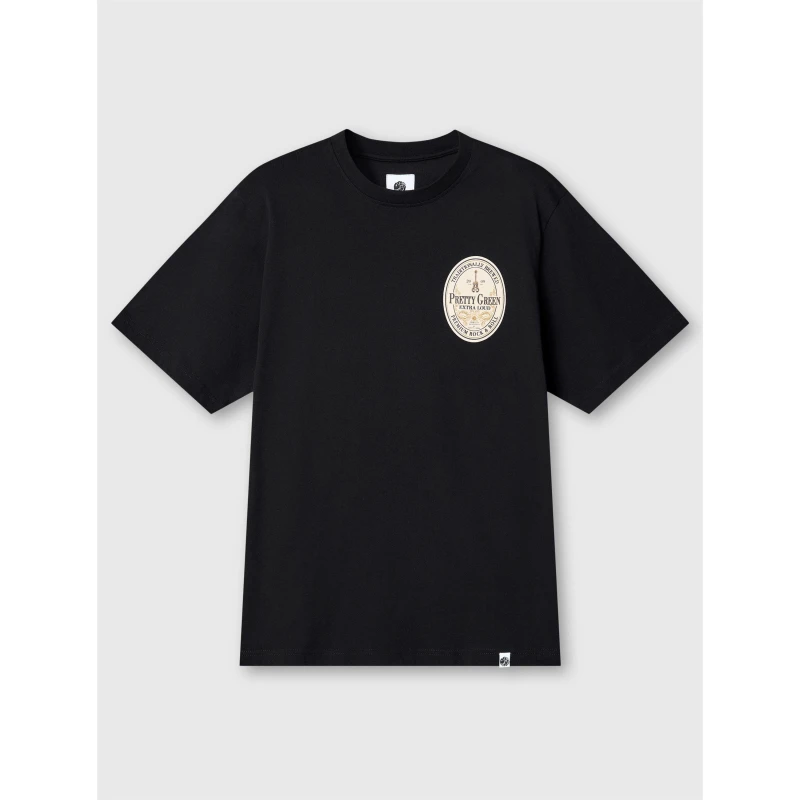 Image of Pretty Green Mens T-Shirt Regular Fit T-Shirts Small Black 59036603350