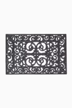 Image of Black Wrought Iron Effect Parisian Rubber Doormat 60 x 40 cm