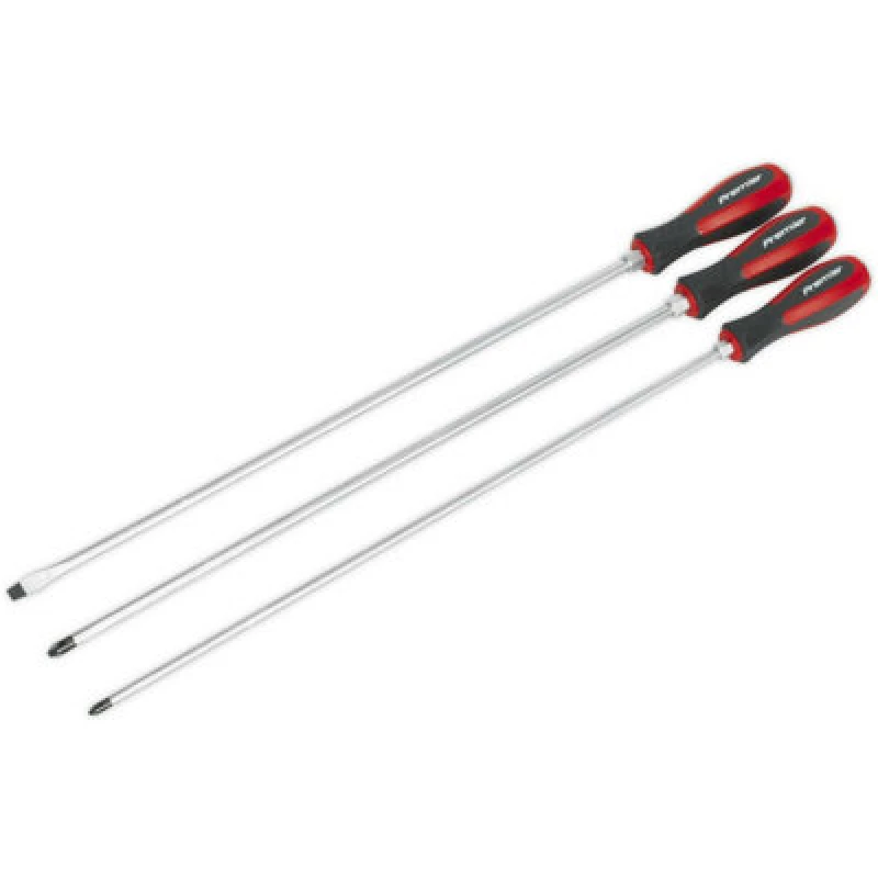 Image of Loops 3 PACK Hammer Through Screwdriver Set - 450mm EXTRA LONG Hammer Strike Caps Multi