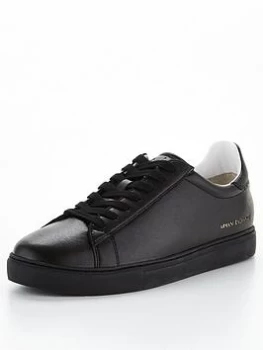 Image of Armani Exchange Clean Leather Trainers Black Size 6 Men
