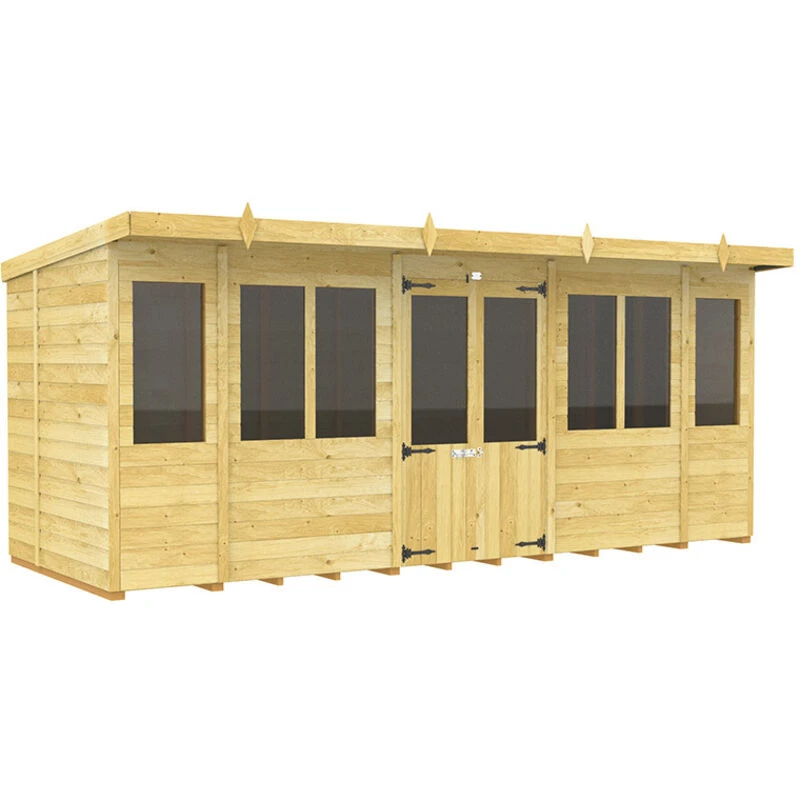 Image of Flat Pack Sheds DIY Sheds 16 x 6 Pent Summer House, Brown 16X6PSHFF