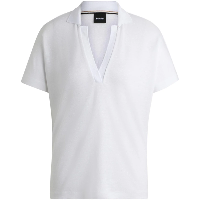 Image of Boss Womens Enelina Short Sleeve Polo Shirt White female 10 (M)