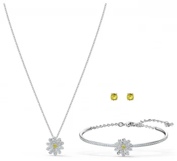 Image of Swarovski Eternal Flower Set Yellow Mixed Metal Finish Jewellery