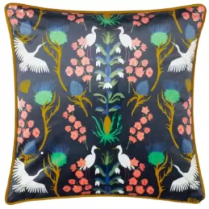 Image of Herons Illustrated Cushion Navy