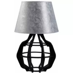 Image of Keter Bento Table Lamp With Round Tapered Shade Black, Silver, 30.5cm, 1x E27