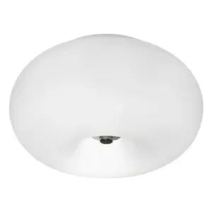 Image of Wall Flush Ceiling Light Satin Nickel Shade White Glass Opal Matt Bulb E27 2x60W