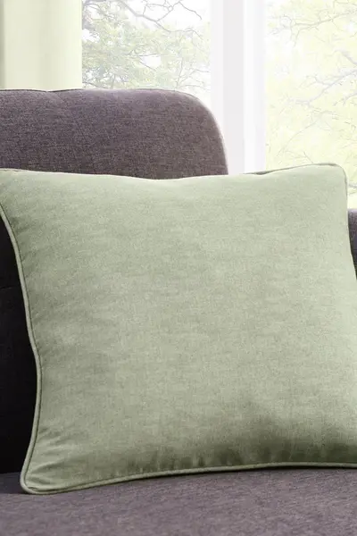 Image of Fusion 'Sorbonne' Luxury Plain Dyed Filled Cushion 100% Cotton Green