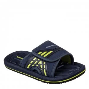 Image of Skechers Adjustable Sliders Child Boys - Navy/Lime