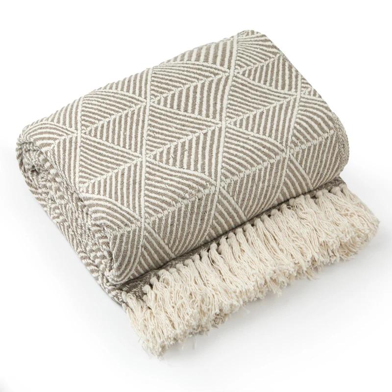 Image of Emma Barclay Throw Blanket Cotton Scandi Zahra Natural unisex 229x254cm