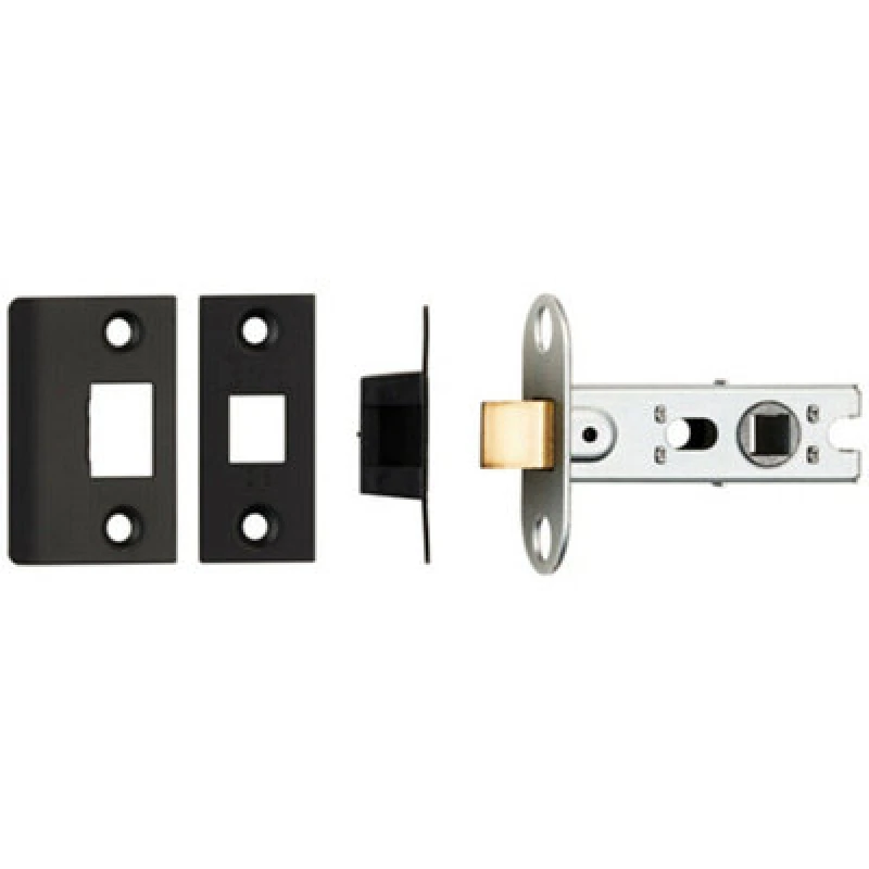 Image of Loops 64mm Tubular Mortice Door Latch Bolt Through Square Forends Matt Black unisex
