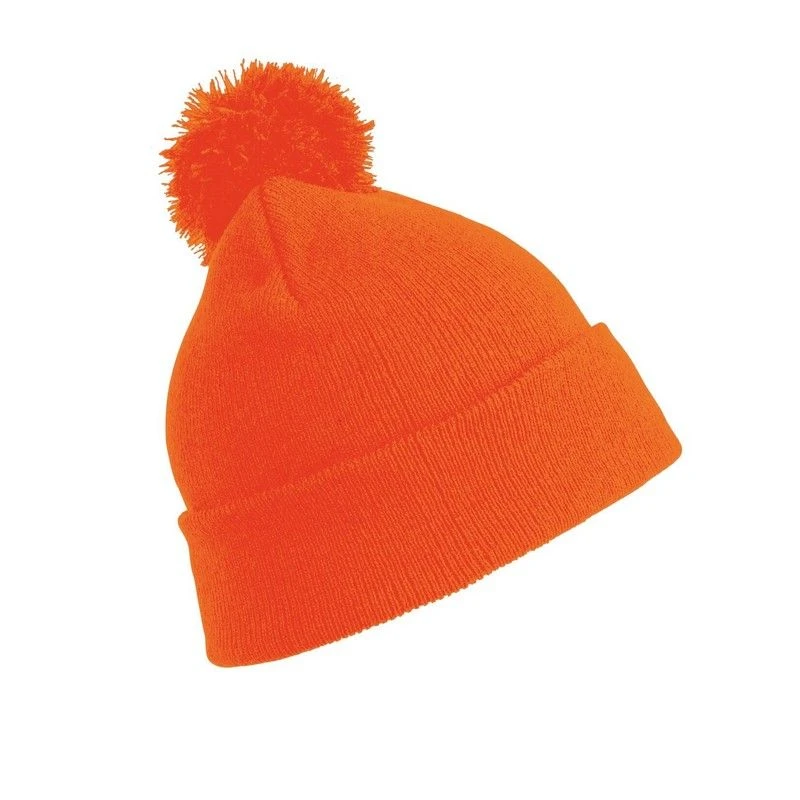 Image of Result Pom Pom Beanie in Orange Orange Unisex One Size
