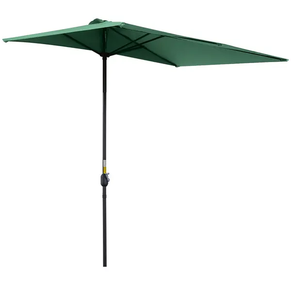 Image of Outsunny 2.3m Garden Balcony Half Round Umbrella Metal Parasol Umbrella Green