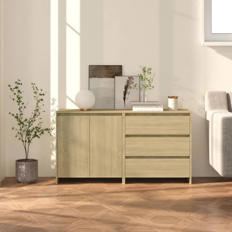 Image of VIDAXL 2 Piece Sideboard Sonoma Oak Engineered Wood Vidaxl 8720286903575