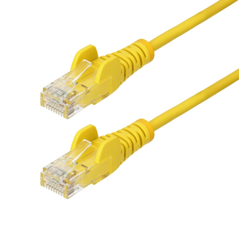 Image of StarTech.com 25cm Yellow Slim CAT6 Ethernet Cable. Snagless. 100W PoE.