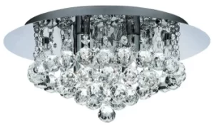 Image of LED 4 Light Semi Flush Bathroom Ceiling Light Chrome with Crystal Balls IP44, G9 LED