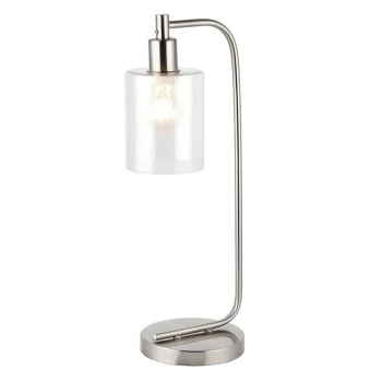 Image of Toledo 1 Light Table Light Brushed Nickel & Clear Glass, E27