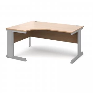 Image of Vivo Left Hand Ergonomic Desk 1600mm - Silver Frame Beech Top