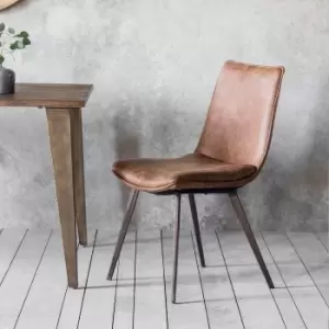 Image of Gallery Direct Set of 2 Hinks Leather Brown Dining Chairs