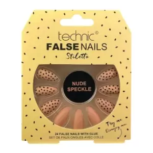 Image of Technic False Nails Stiletto Nude Speckle 24 pcs