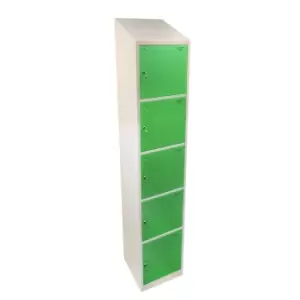 Image of Five Tier Hero Metal Locker, Light Grey Doors, 1950H x 300W x 450D