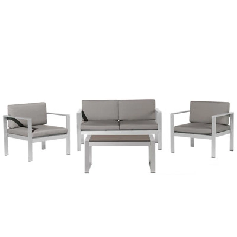 Image of Beliani Garden Lounge Set With Table 4 Seater Salerno Metal Dark Grey