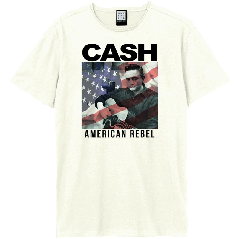 Image of Amplified Amplified Men American Rebel Johnny Cash T-Shirt in White Size: X-Small White XS Male 5063693952815