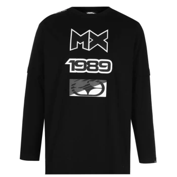 Image of No Fear Mock Long Sleeve T Shirt Mens - Black