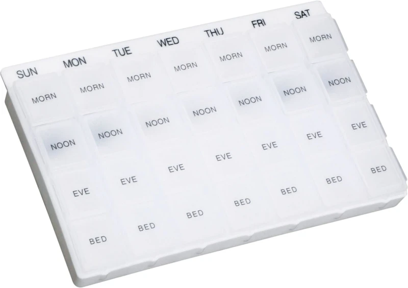 Image of AIDAPT Weekly 7 Day Multi Pill Dispenser Case Organiser with 4 Compartments ELV-820696