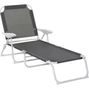 Image of Outsunny Folding Garden Sun Lounger w/ 4-level Backrest - Grey