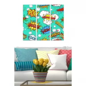 Image of MDFMK9839 Multicolor Decorative MDF Painting (3 Pieces)