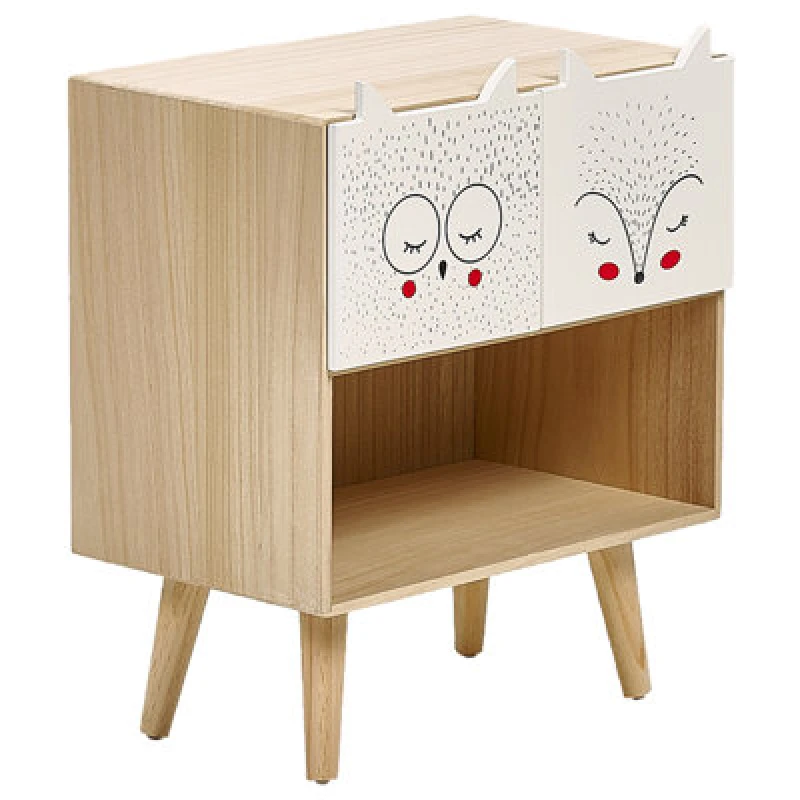 Image of Beliani 2 Drawer Bedside Table Rupert Light Brown