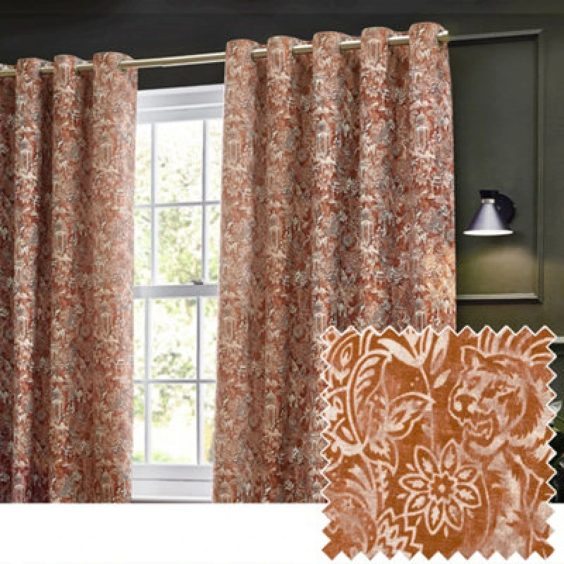 Image of Bengal Eyelet Curtains Amber, Amber / 168 x 229cm