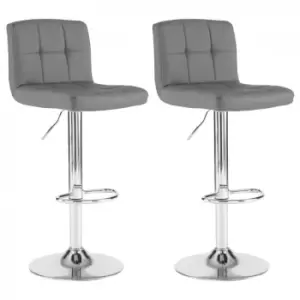 Image of Neo Dark Grey Faux Leather Bar Stools With Polished Chrome Legs Set Of Two