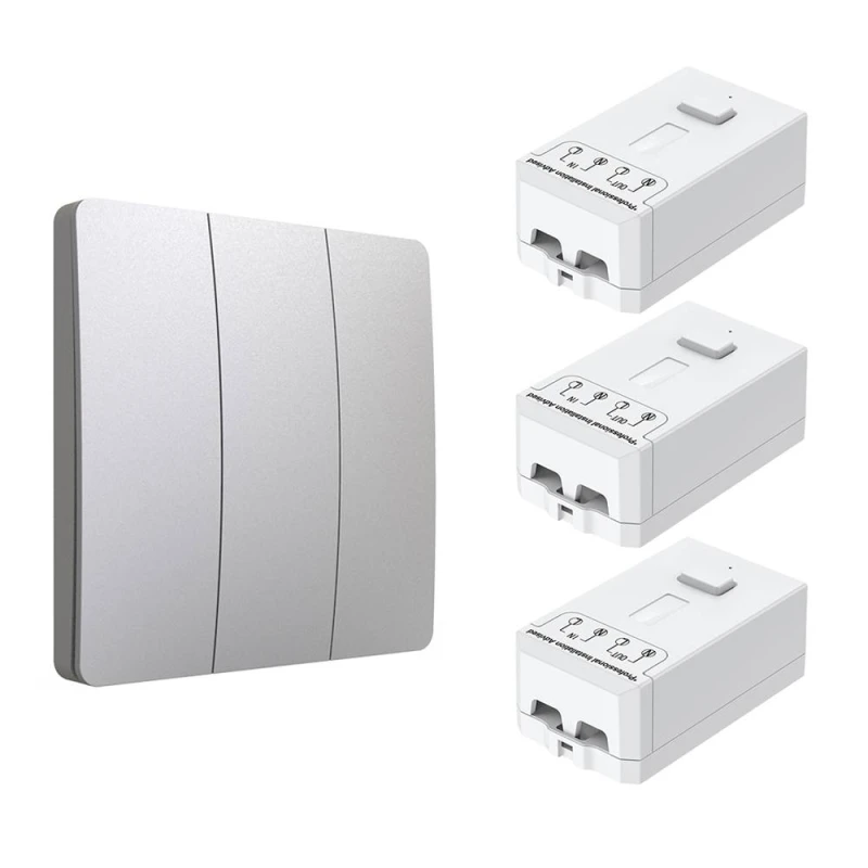 Image of ENER-J 3 Gang Wireless Kinetic Switch & 3 Receivers 500W Silver Silver Unisex
