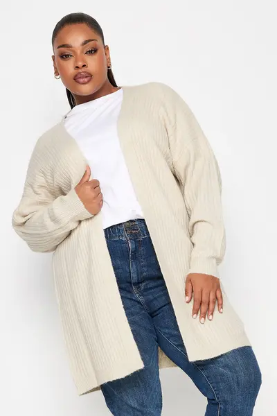 Image of Yours Ribbed Cardigan Cream