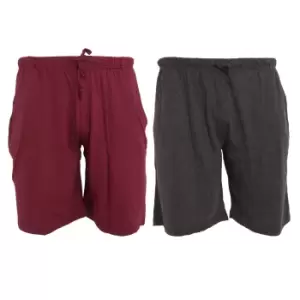 Image of Tom Franks Jersey Lounge Shorts (2 Pack) (MEDIUM) (Wine/Dark Grey Marl)