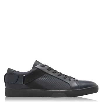 Image of Calvin Klein Italo Brushed Leather Trainers - Dark Navy