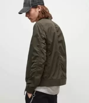 Image of AllSaints Mens Bassett Bomber Jacket, Dull Khaki, Size: M