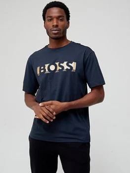Image of BOSS Large Logo 1 T-Shirt - Dark Blue, Dark Blue Size M Men