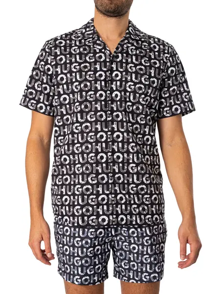 Image of HUGO Ellino Short Sleeved Shirt Black/Grey XL