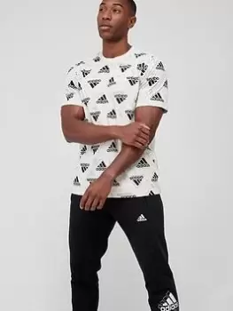 Image of adidas Fleece Graphic T-Shirt - Beige, Beige, Size XL, Men