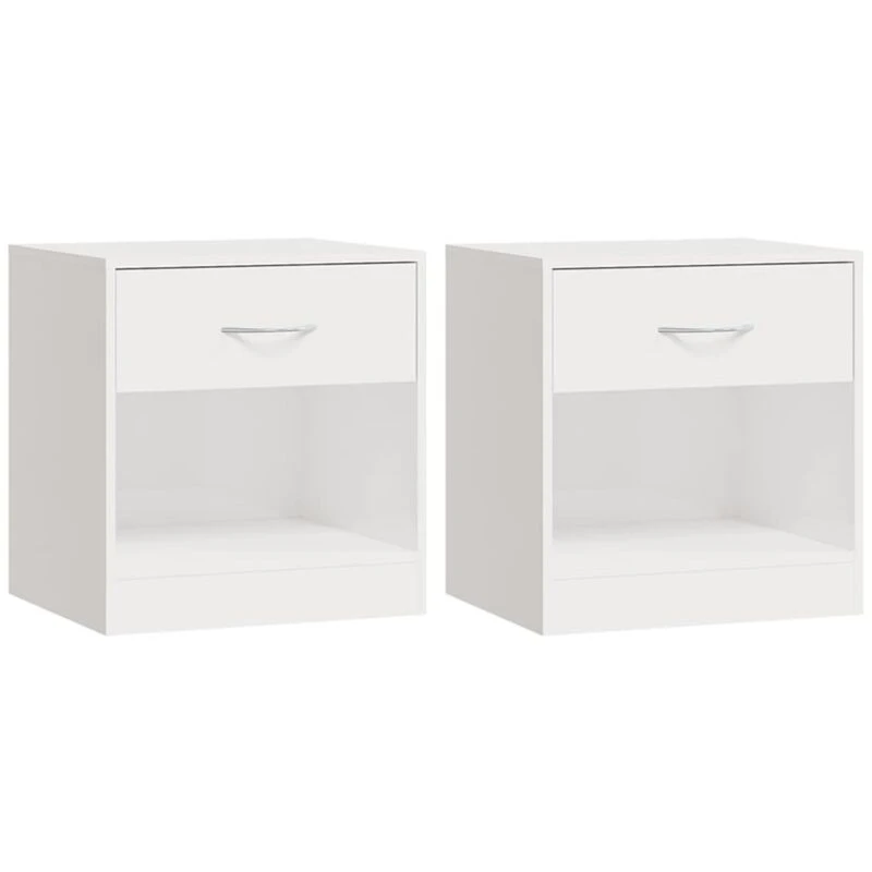 Image of Vidaxl Bedside Cabinets 2 Pcs With Drawer High Gloss White 342585