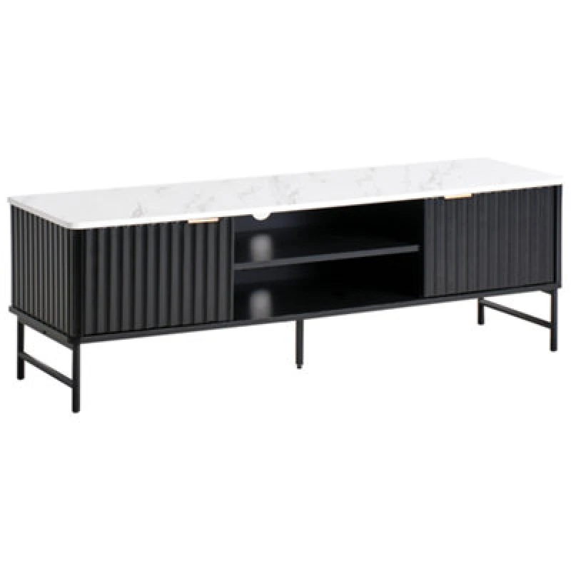 Image of Beliani TV Stand Glastonbury Marble/ Black