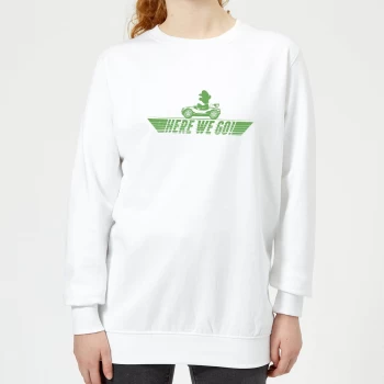 Image of Nintendo Mario Kart Here We Go Luigi Womens Sweatshirt - White - L