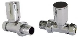 Image of Wickes Contemporary Chrome Round Straight Radiator Valves - 15mm